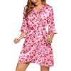 Ekouaer Women’s Satin Robe Kimono Bathrobe Short Ruffle Sleeve Silk Robes(Leopard Heart)