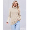 Ekouaer Women’s Turtleneck Sweater Long Sleeve 2026 Fall Winter Knitted Top(Apricot)