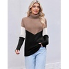 Ekouaer Women’s Turtleneck Sweater Long Sleeve 2026 Fall Winter Knitted Top(Khaki & Black)