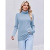 Ekouaer Women’s Turtleneck Sweater Long Sleeve 2026 Fall Winter Knitted Top(Light Blue)