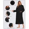 Ekouaer Zipper Robes for Women Long Fleece Warm Housecoat with Pockets(Black)