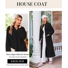 Ekouaer Zipper Robes for Women Long Fleece Warm Housecoat with Pockets(Black)