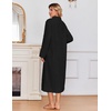 Ekouaer Zipper Robes for Women Long Fleece Warm Housecoat with Pockets(Black)