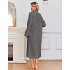 Ekouaer Zipper Robes for Women Long Fleece Warm Housecoat with Pockets(Deep Grey)