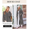 Ekouaer Zipper Robes for Women Long Fleece Warm Housecoat with Pockets(Deep Grey)