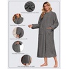 Ekouaer Zipper Robes for Women Long Fleece Warm Housecoat with Pockets(Deep Grey)