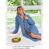 Ekouaer Zipper Robes for Women Long Fleece Warm Housecoat with Pockets(Dusty Blue)