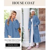 Ekouaer Zipper Robes for Women Long Fleece Warm Housecoat with Pockets(Dusty Blue)