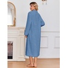Ekouaer Zipper Robes for Women Long Fleece Warm Housecoat with Pockets(Dusty Blue)
