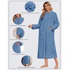Ekouaer Zipper Robes for Women Long Fleece Warm Housecoat with Pockets(Dusty Blue)