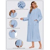 Ekouaer Zipper Robes for Women Long Fleece Warm Housecoat with Pockets(Ice Blue)