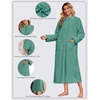 Ekouaer Zipper Robes for Women Long Fleece Warm Housecoat with Pockets(Jade Green)