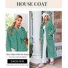 Ekouaer Zipper Robes for Women Long Fleece Warm Housecoat with Pockets(Jade Green)
