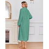 Ekouaer Zipper Robes for Women Long Fleece Warm Housecoat with Pockets(Jade Green)