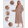 Ekouaer Zipper Robes for Women Long Fleece Warm Housecoat with Pockets(Khaki)
