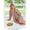 Ekouaer Zipper Robes for Women Long Fleece Warm Housecoat with Pockets(Khaki)