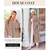 Ekouaer Zipper Robes for Women Long Fleece Warm Housecoat with Pockets(Khaki)