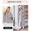 Ekouaer Zipper Robes for Women Long Fleece Warm Housecoat with Pockets(Light Gray)
