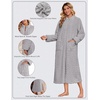Ekouaer Zipper Robes for Women Long Fleece Warm Housecoat with Pockets(Light Gray)