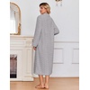 Ekouaer Zipper Robes for Women Long Fleece Warm Housecoat with Pockets(Light Gray)