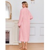 Ekouaer Zipper Robes for Women Long Fleece Warm Housecoat with Pockets(Light Pink)