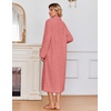 Ekouaer Zipper Robes for Women Long Fleece Warm Housecoat with Pockets(Porcelain Rose)