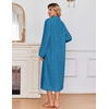 Ekouaer Zipper Robes for Women Long Fleece Warm Housecoat with Pockets(Teal)