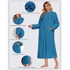 Ekouaer Zipper Robes for Women Long Fleece Warm Housecoat with Pockets(Teal)