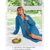 Ekouaer Zipper Robes for Women Long Fleece Warm Housecoat with Pockets(Teal)