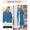 Ekouaer Zipper Robes for Women Long Fleece Warm Housecoat with Pockets(Teal)