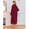Ekouaer Zipper Robes for Women Long Fleece Warm Housecoat with Pockets(Wine Red)