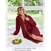 Ekouaer Zipper Robes for Women Long Fleece Warm Housecoat with Pockets(Wine Red)