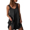 Ekouaer Nightgowns for Women Sleeveless Satin Night Gown Sexy Night Dress(Black)