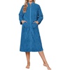 Ekouaer Women Plush Robe Zip Up Bathrobe Fleece Warm Housecoat with Pockets