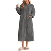 Ekouaer Zipper Robes for Women Long Fleece Warm Housecoat with Pockets(Deep Grey)