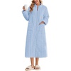 Ekouaer Zipper Robes for Women Long Fleece Warm Housecoat with Pockets(Ice Blue)