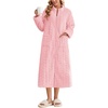 Ekouaer Zipper Robes for Women Long Fleece Warm Housecoat with Pockets(Light Pink)