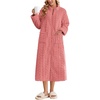 Ekouaer Zipper Robes for Women Long Fleece Warm Housecoat with Pockets(Porcelain Rose)