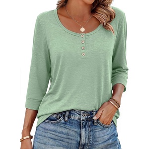 Ekouaer 3/4 Length Sleeve Women Tops Dressy Casual Blouses Fall Shirt 2026(Light Green)