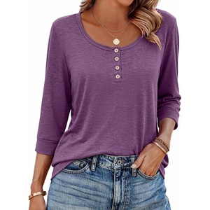 Ekouaer 3/4 Length Sleeve Women Tops Dressy Casual Blouses Fall Shirt 2026(Purple)