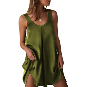 Ekouaer Nightgowns for Women Sleeveless Satin Night Gown Sexy Night Dress(Army Green)
