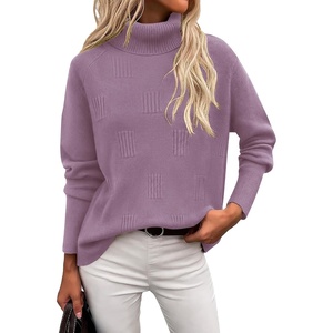 Ekouaer Women’s Turtleneck Sweater Long Sleeve 2026 Fall Winter Knitted Top(Purple Red)