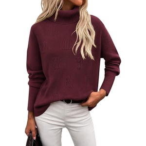 Ekouaer Women’s Turtleneck Sweater Long Sleeve 2026 Fall Winter Knitted Top(Wine Red)