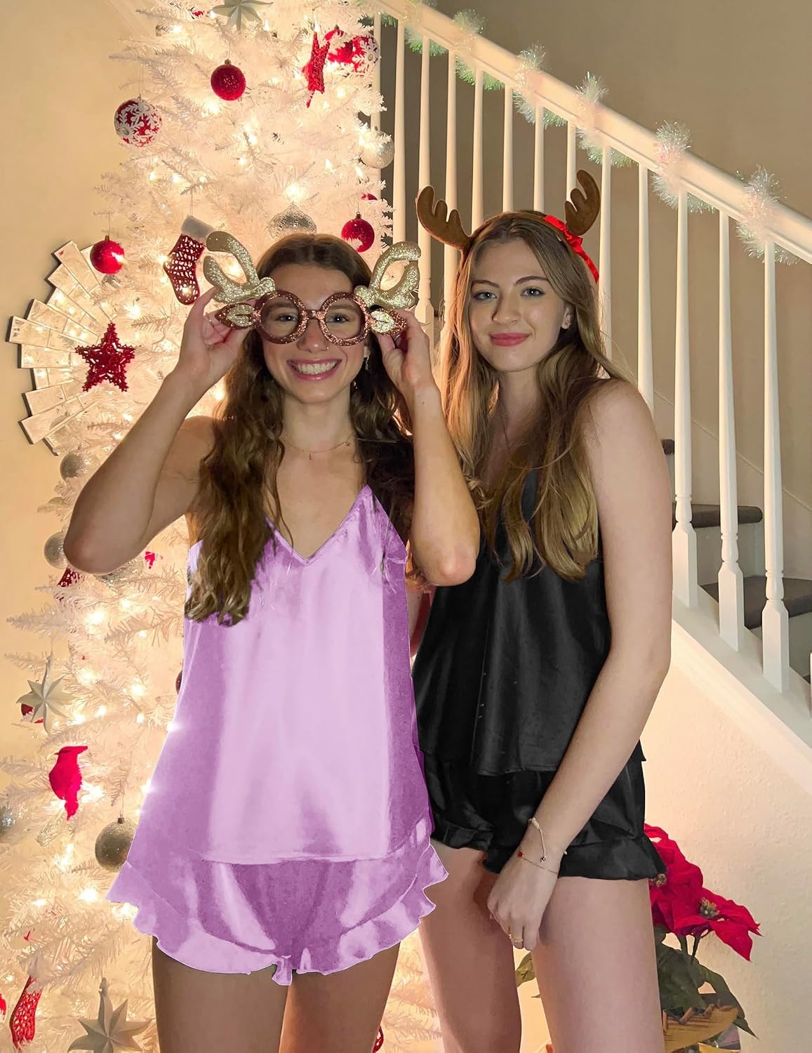 image:imageEkouaer Satin Pajama Set for Women Silk Pjs Sets Camisole Top and ShortsLavender