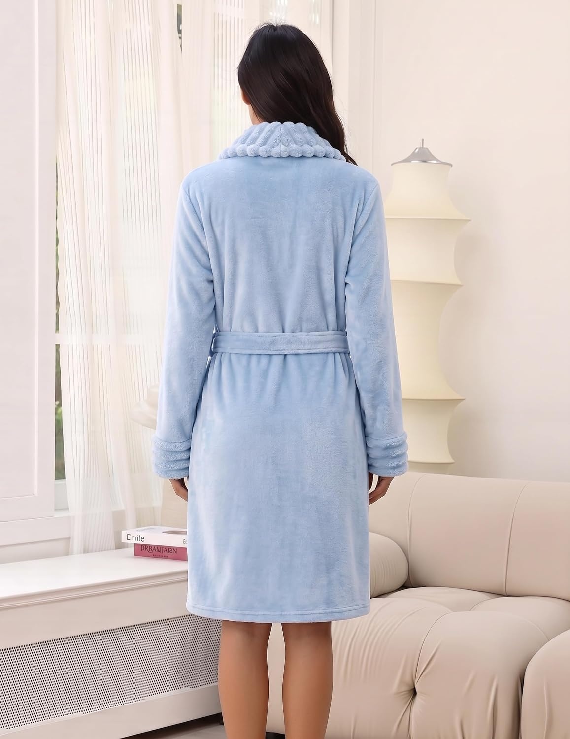 image:imageEkouaer Soft Robes for Women FluffyWarm Fleece RobeCozy Plush BathrobeLight Blue