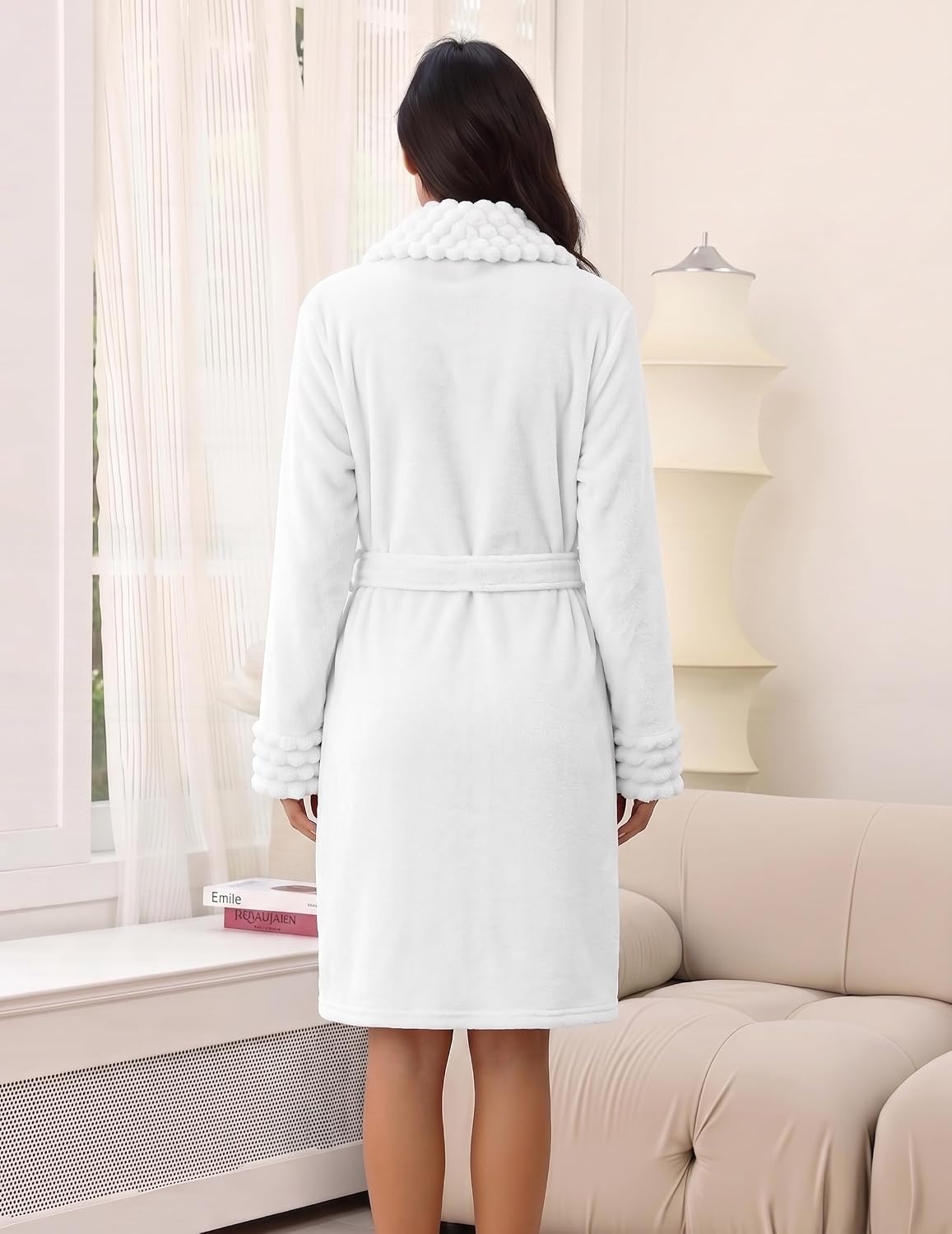 image:imageEkouaer Soft Robes for Women FluffyWarm Fleece RobeCozy Plush BathrobeWhite