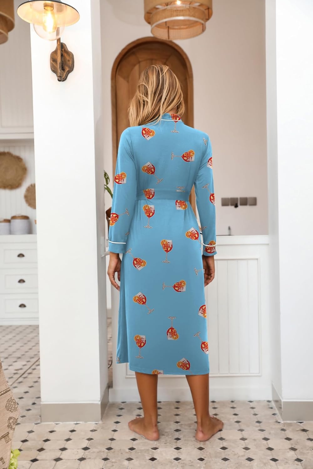 image:imageEkouaer Women Kimono Robes Full Length Knit Bathrobe Lightweight SleepwearLight Blue Juice