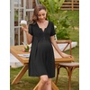 Ekouaer Labor and Delivery Gown Maternity Nursing Nightgown Breastfeeding(Black)