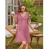 Ekouaer Labor and Delivery Gown Maternity Nursing Nightgown Breastfeeding(Burgundy)