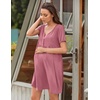 Ekouaer Labor and Delivery Gown Maternity Nursing Nightgown Breastfeeding(Burgundy)